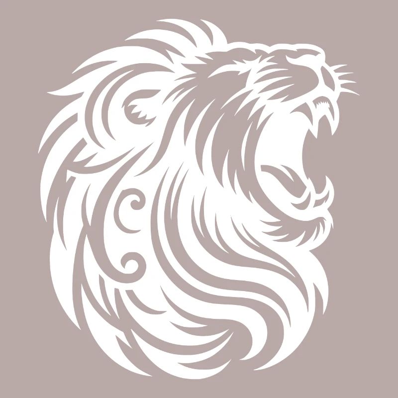 Roaring lion with teeth and elegant mane