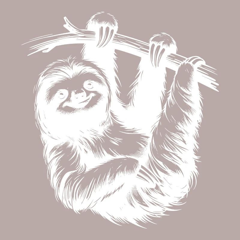Cute Sloth Tree Pencil Drawing