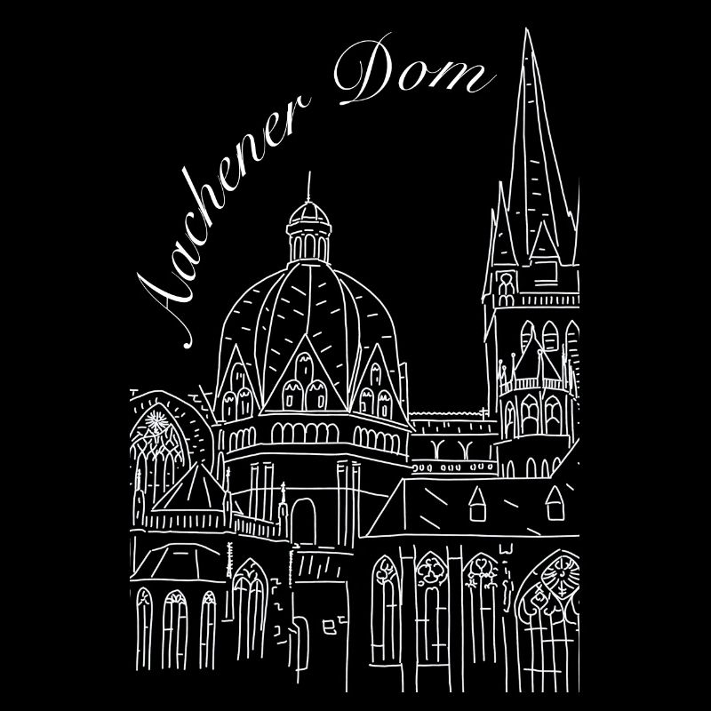 Aachen Cathedral in Germany, hand-drawn