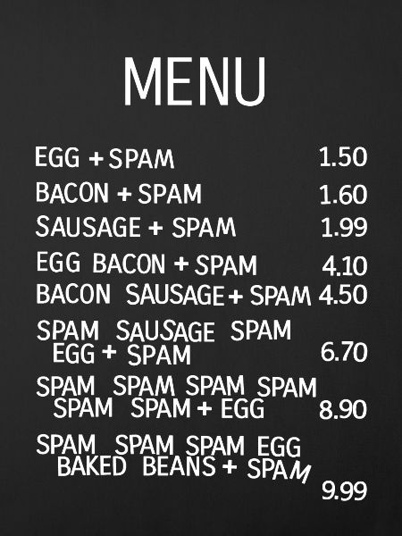 Seriously Pointless Awful Menu