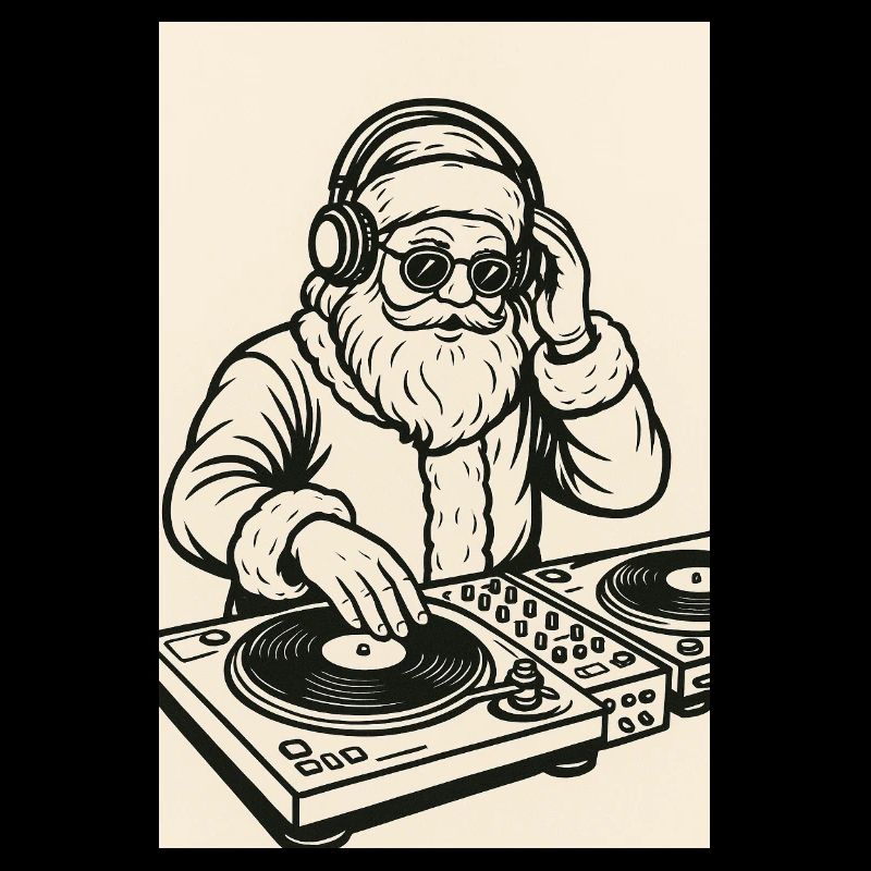 Weihnachtsmann-DJ auf Plattenspielern
