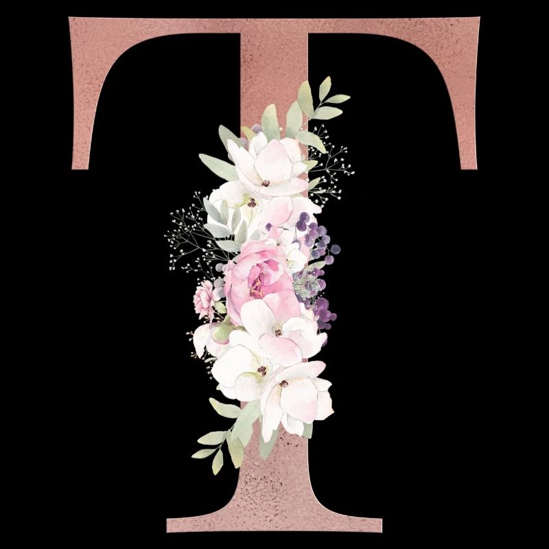 Customizable Monogram T Floral
