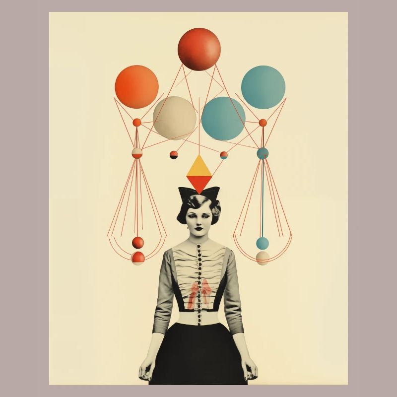 Collage de papier de dame de cirque de pensée