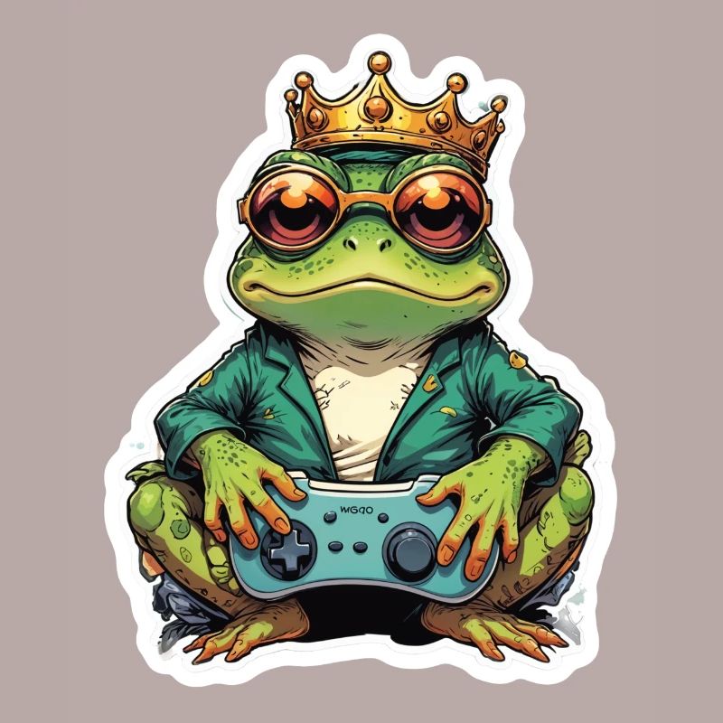 Retro Gamer Frog with Controller Console Games