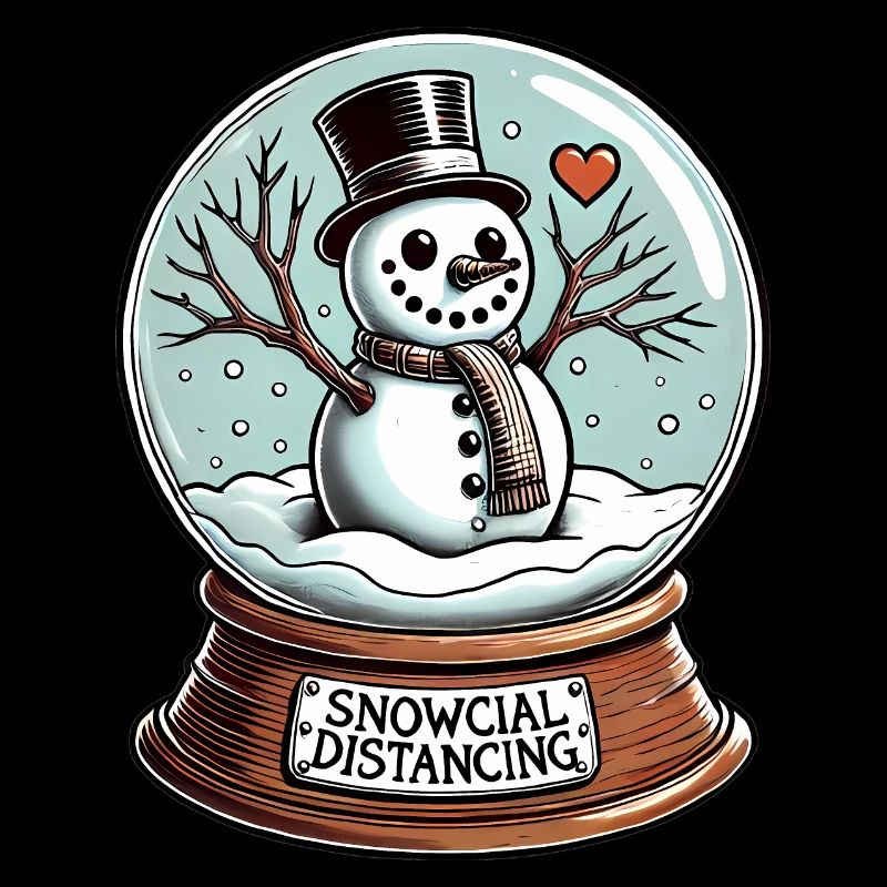 Snowcial Distancing Snowman Snow Globe