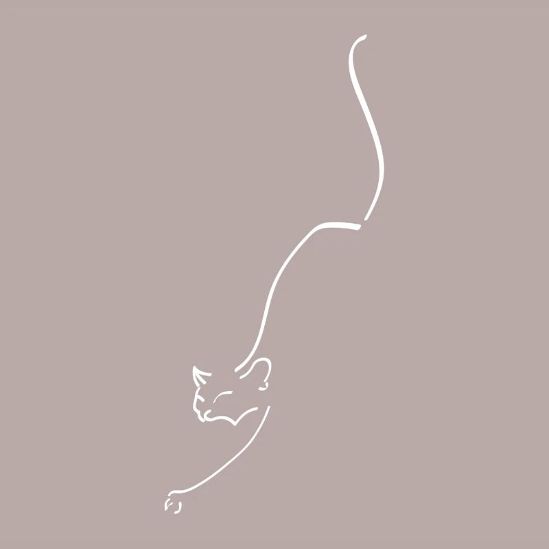 Cat One Line Blanc - Chat Oneline Blanc