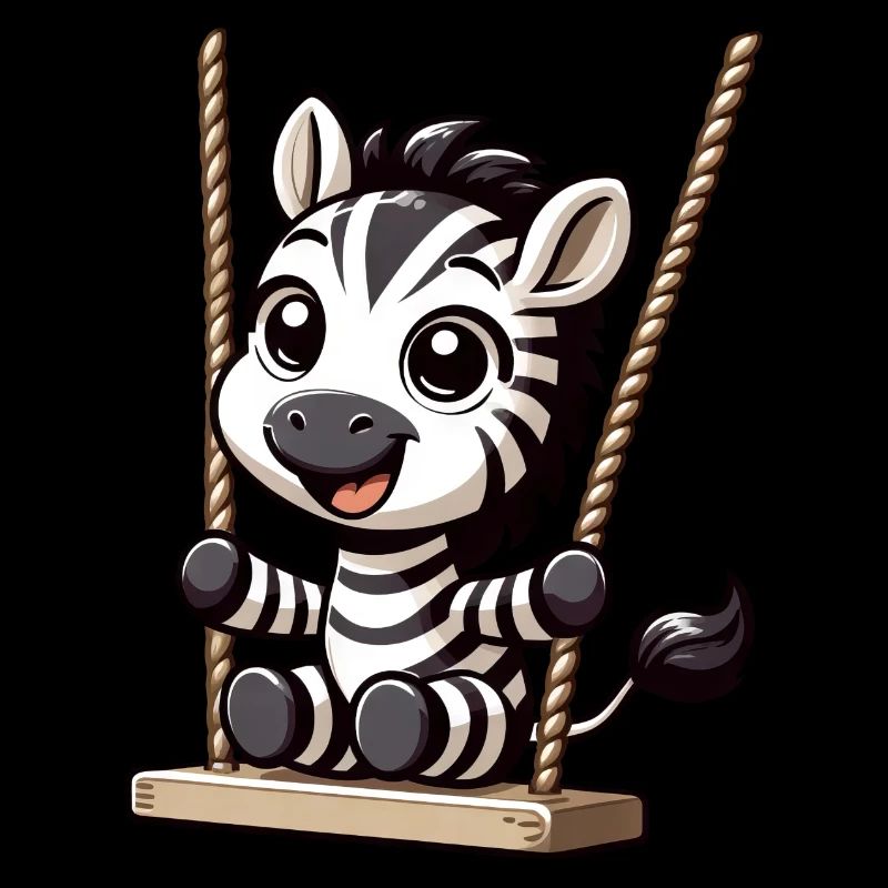 Ein süßes Zebra sitzt auf einer Schaukel