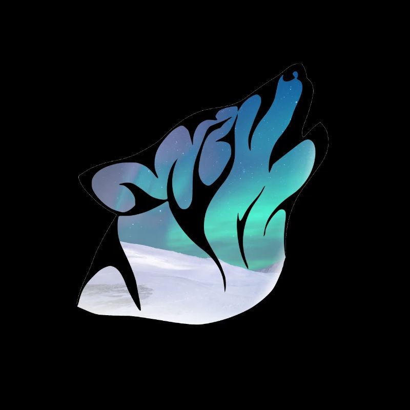 Wolf mit Polarlichtern