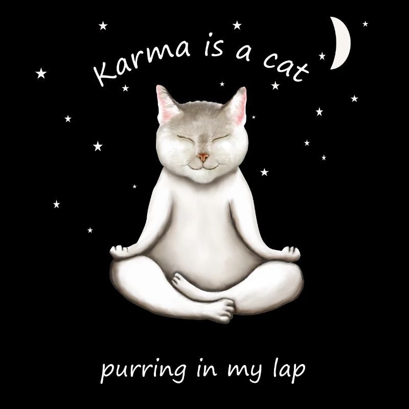 KARMA IST EINE KATZE, DIE IN MEINEM SCHOSS SCHNURRT