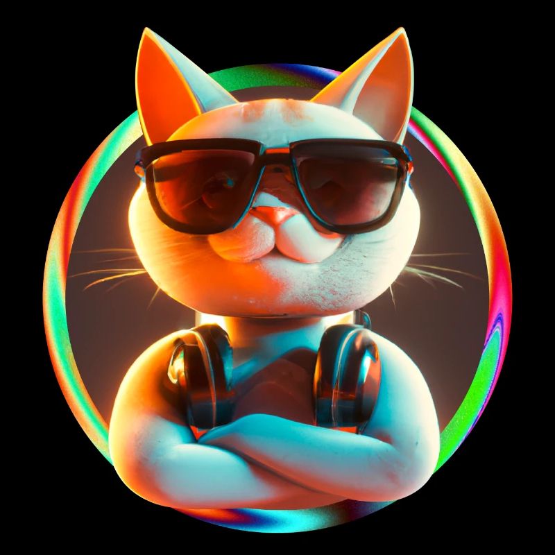 Katze Brille Turntable DJ Disco Club Kopfhörer