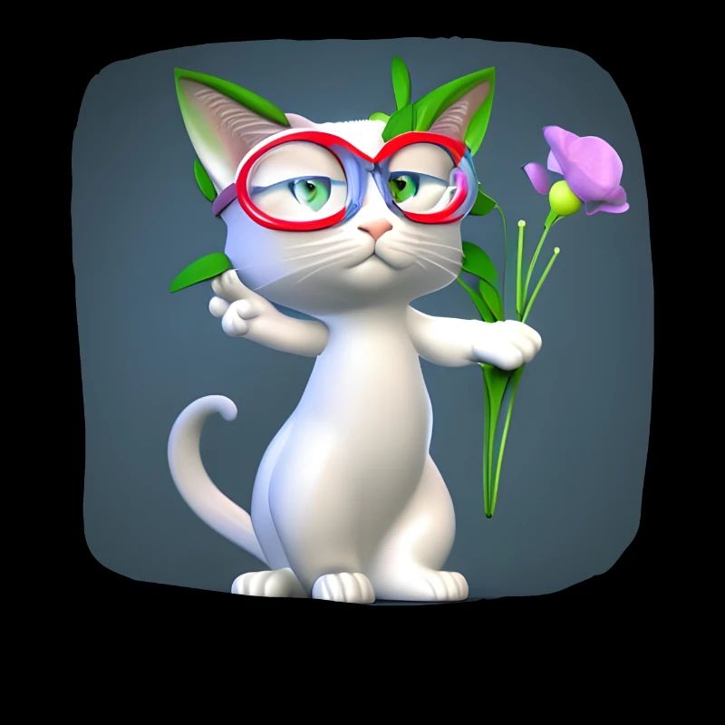 Chat offrant des fleurs - merci