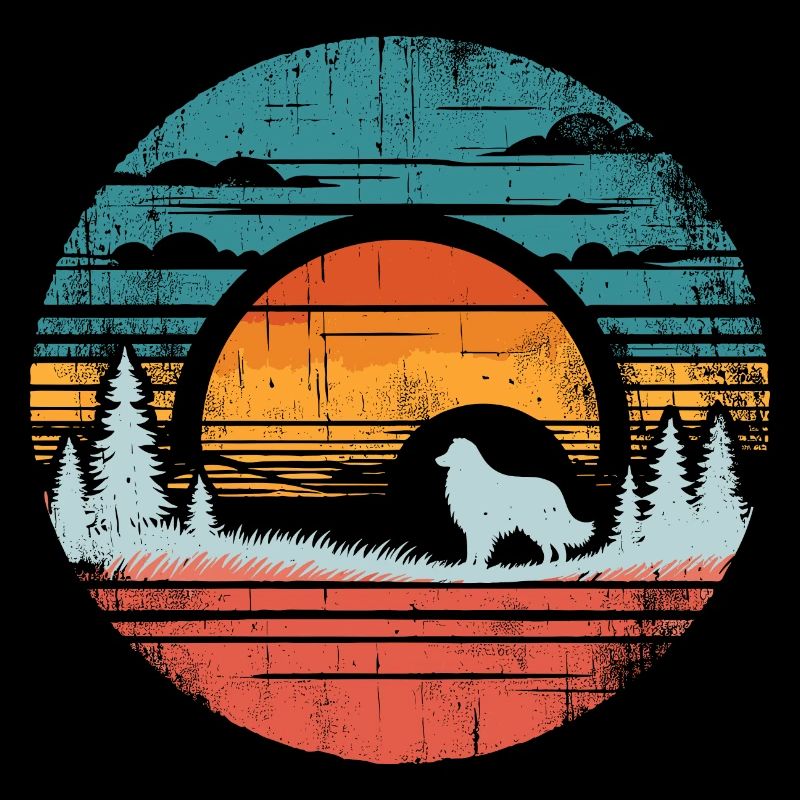 Australian Shepherd Vintage Sunset