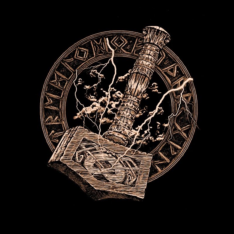 Wikinger Thor-Hammer mit Wolken und Blitz Geschenk