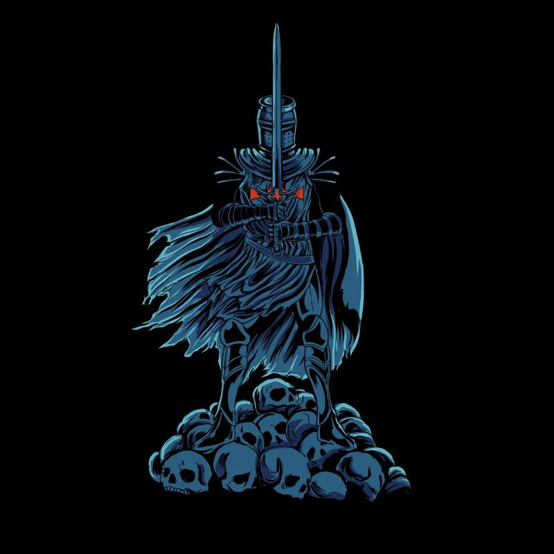 Templer mit Schwert auf Schädeln - Tempelritter