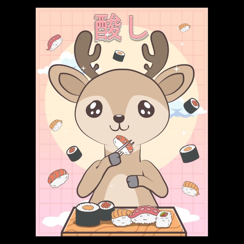 Japanese Aesthetic Cute Kawaii Deer Sushi Gesch