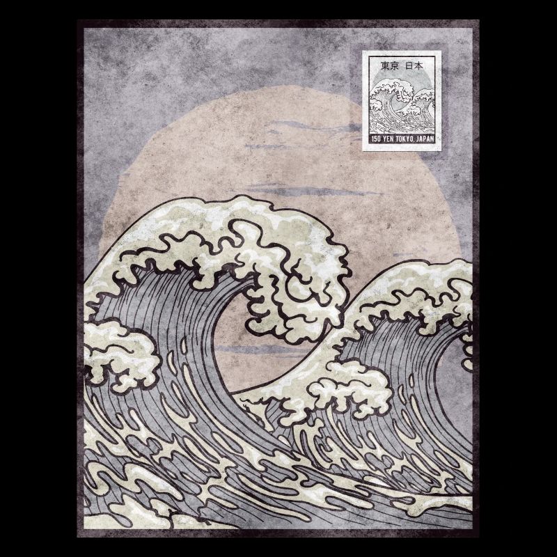 Japanese Aesthetic Kanagawa Wave postage stamp G