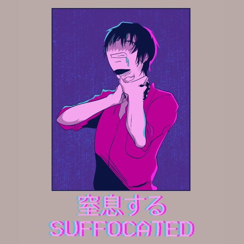 Emo Anime Junge Vaporwave Ästhetisch Ersticktes Ge