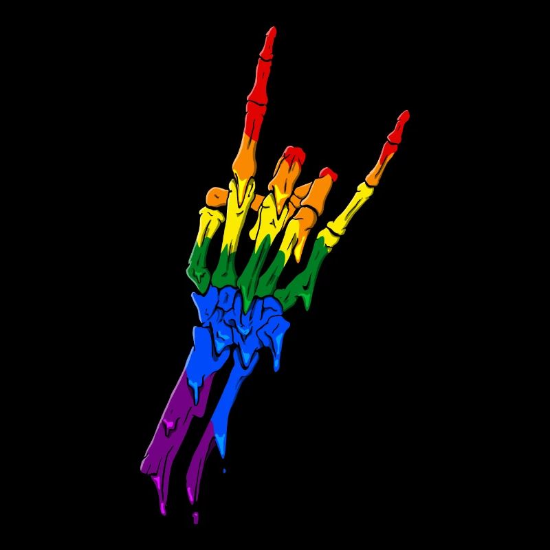 Gay Pride Rainbow Flag Devil Horn Ske