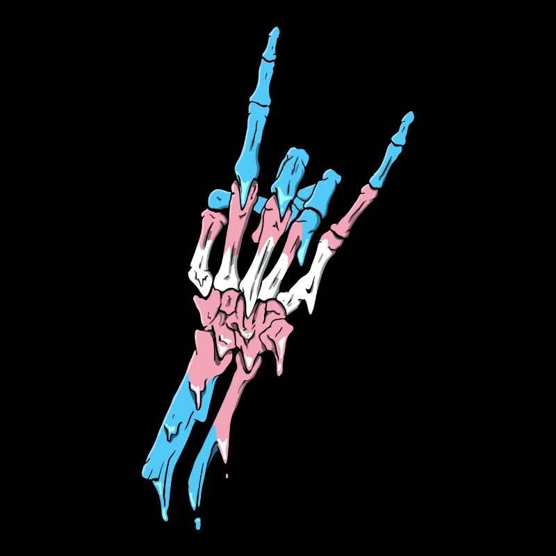 Transgender Pride Trans Flag Devil Horn Skeleton