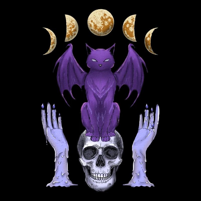 Pastel Goth Cat Skull Bougies Phases de Lune