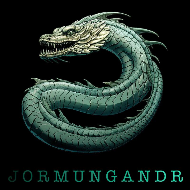 Die Midgardschlange „Jormungandr“ mit Schrift