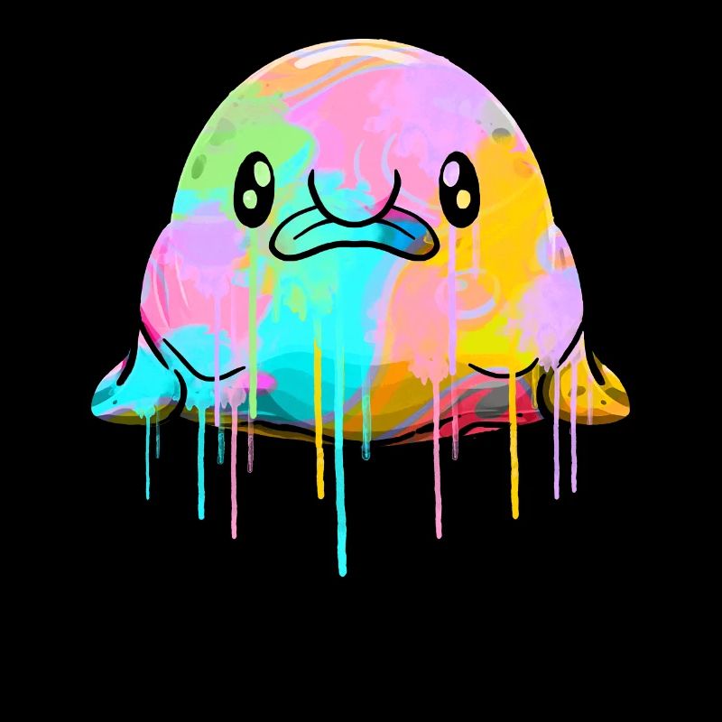Kawaii Blobfisch tropft Farbe