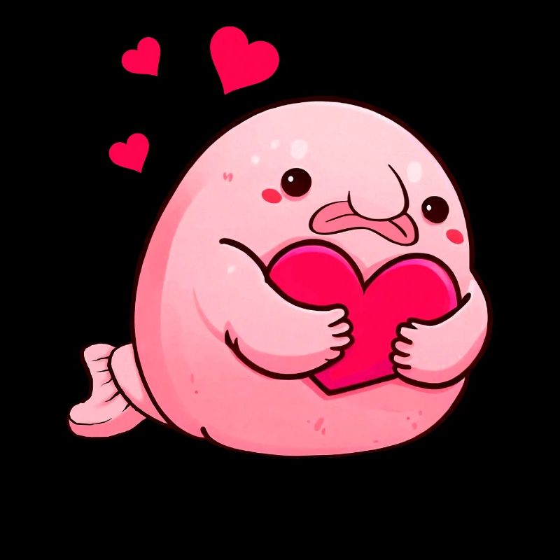 Coeurs de poisson blob kawaii Saint-Valentin