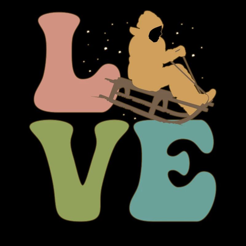 LOVE Schlittenfahrt Schlitten