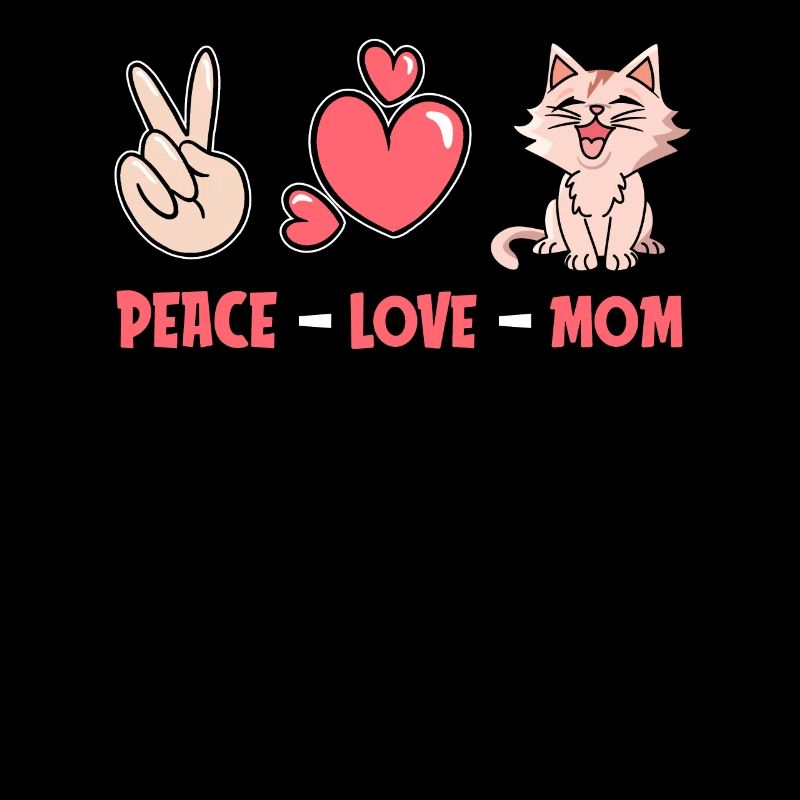 Katze Peace Love Chat Maman
