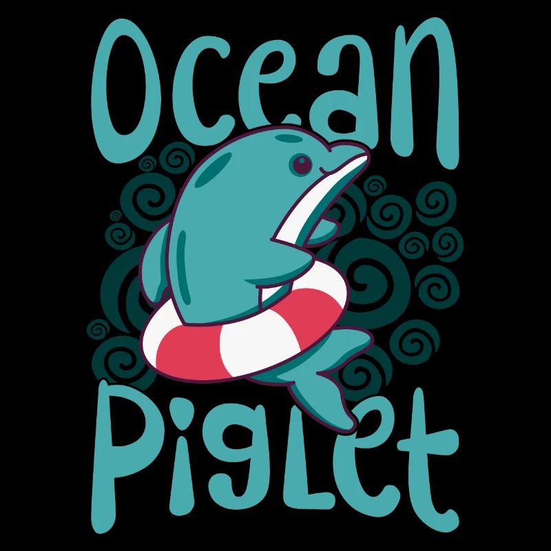 Funny Dolphin Lover Ocean Piggy Artwork f