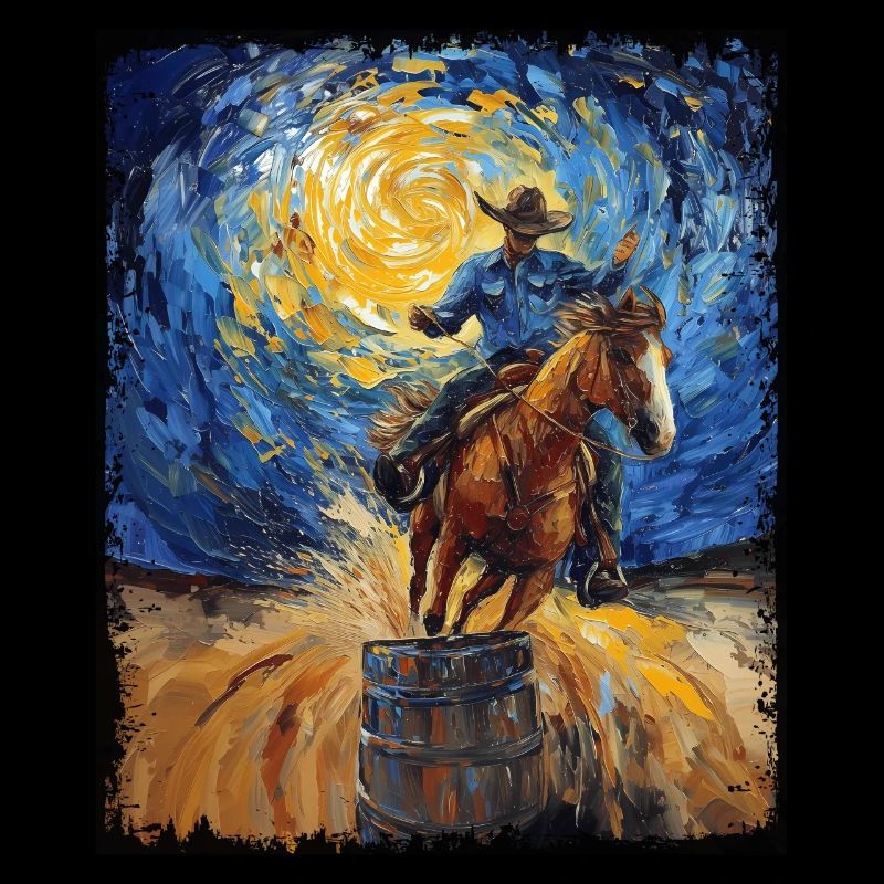 Barrel Racer Barrel Racing Rodeo Starry Night Male