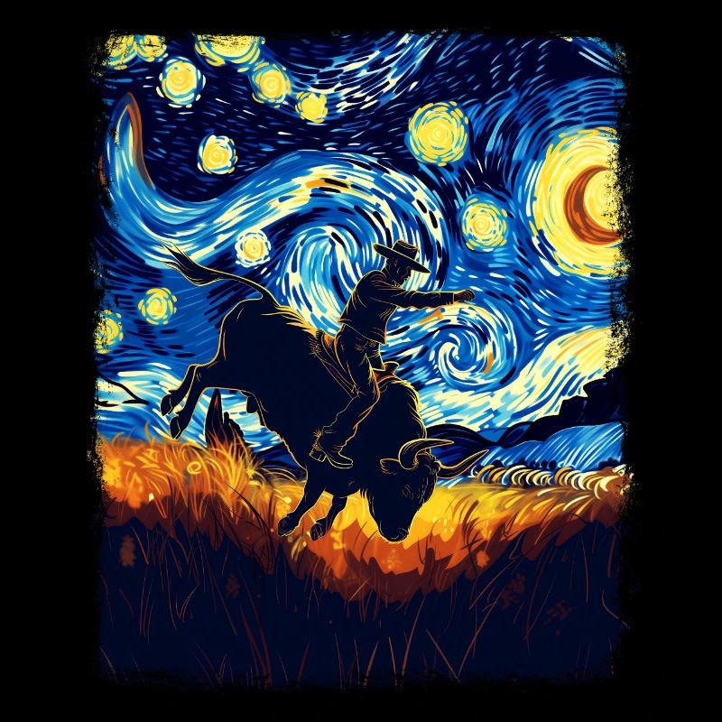 Stierreiter Stierreitender Cowboy Sternennacht Gem