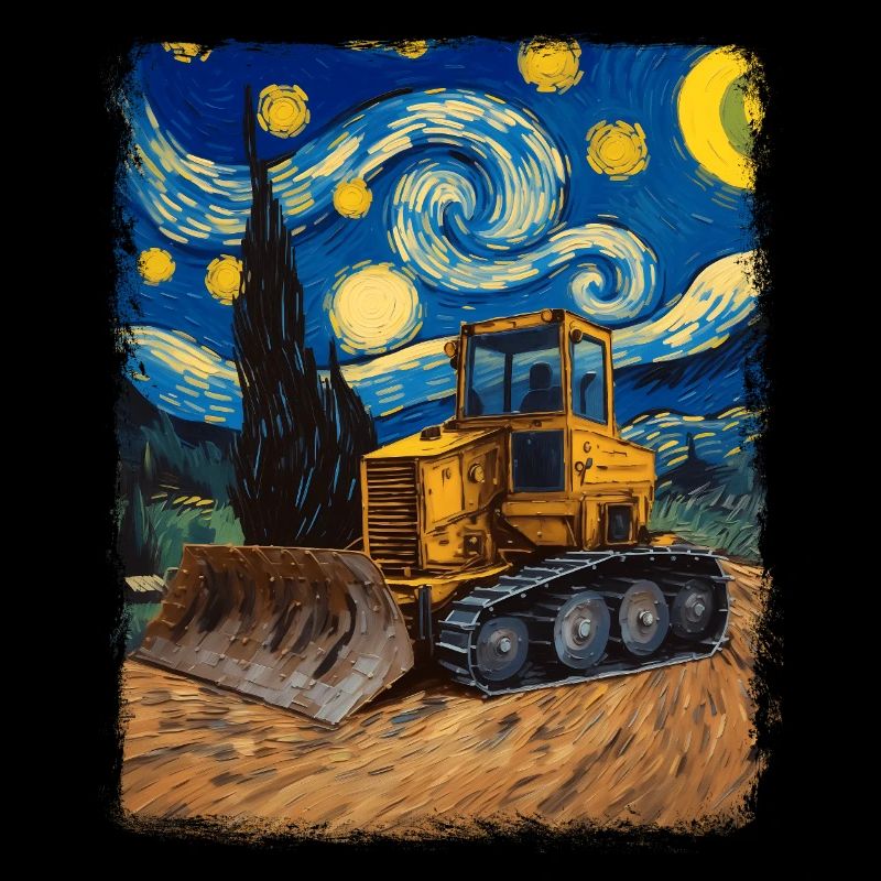 Bulldozer Remorque de construction HEO Starry Night Painting