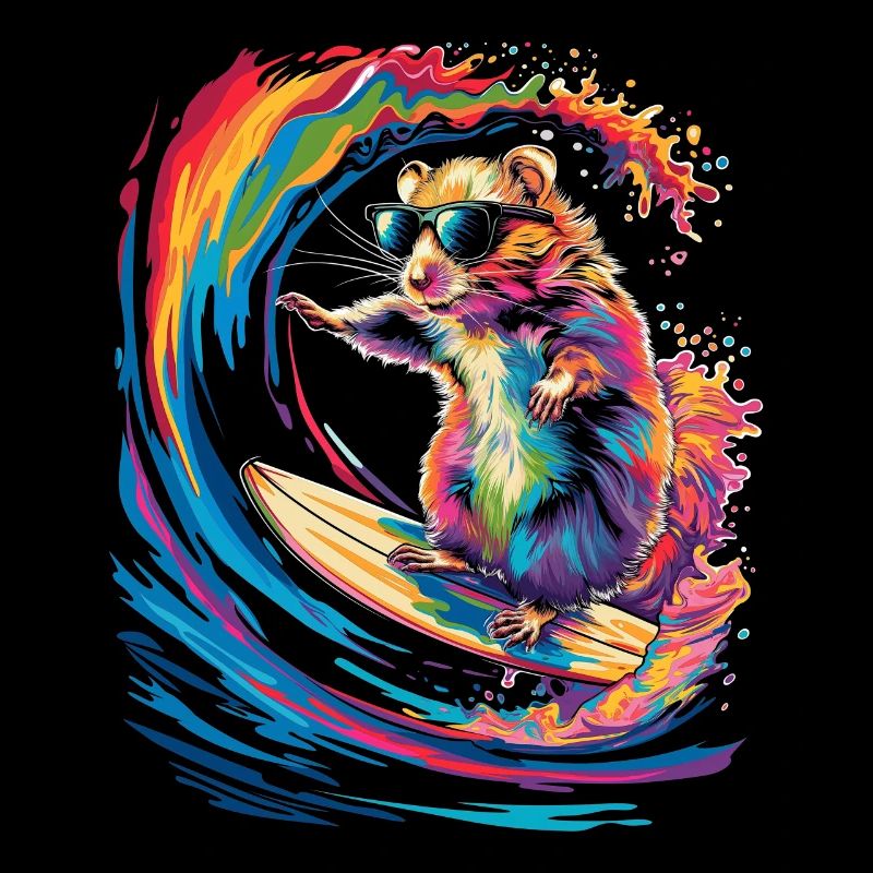 Hamster Hammy Beach Surfing Lunettes de soleil Popart