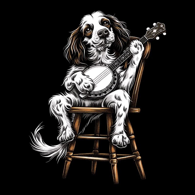Anglais Springer Spaniel Chien Bluegrass Banjo Spie