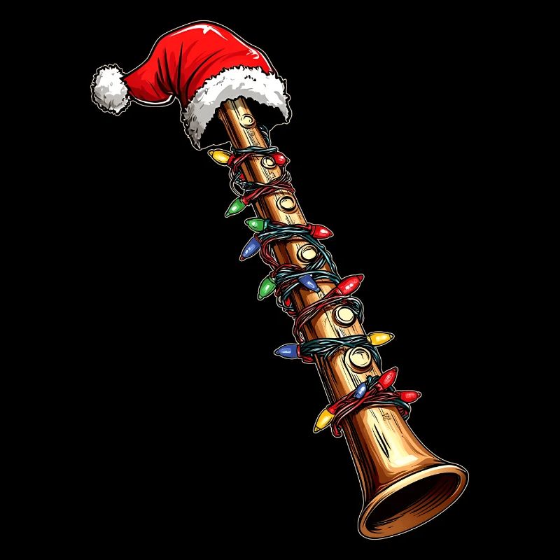 Flute Instrument Christmas Hat Xmas