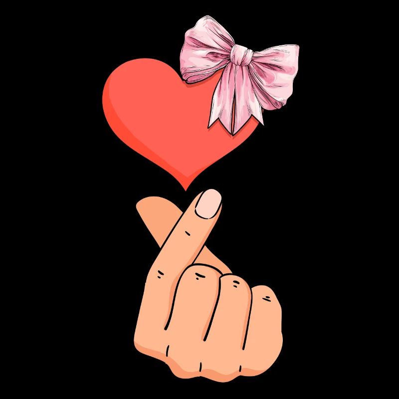 Coquette Bogen Saranghae Kpop Finger Herz Rosa