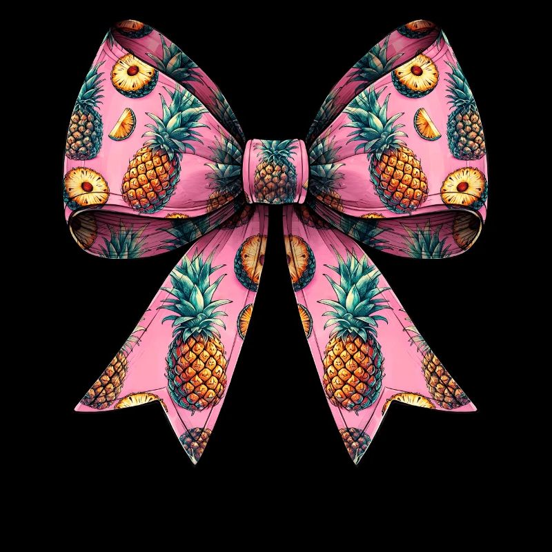 Coquette Bow Pineapple Pattern Hawaiian Pink