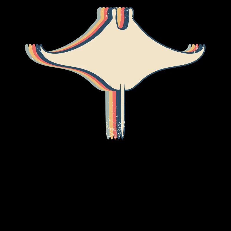 Manta Rochen Stachelrochen Retro Line Art