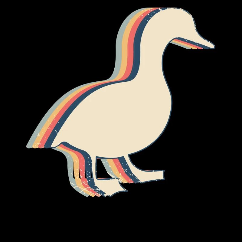 Duck Goose Retro Line Art