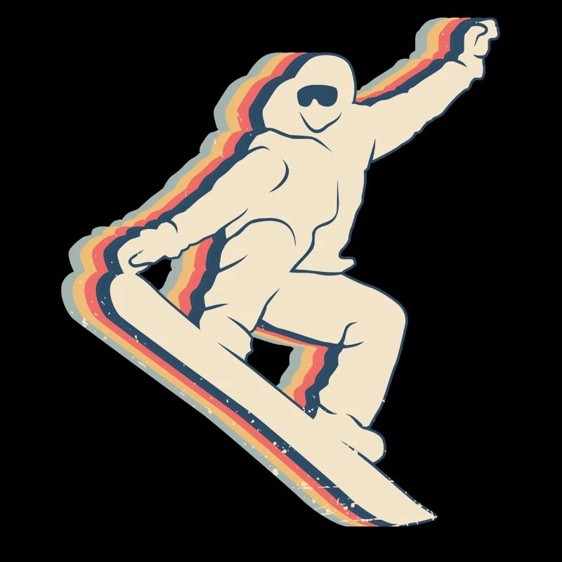 Snowboarding Snowboard Snowboarder Retro Line Art