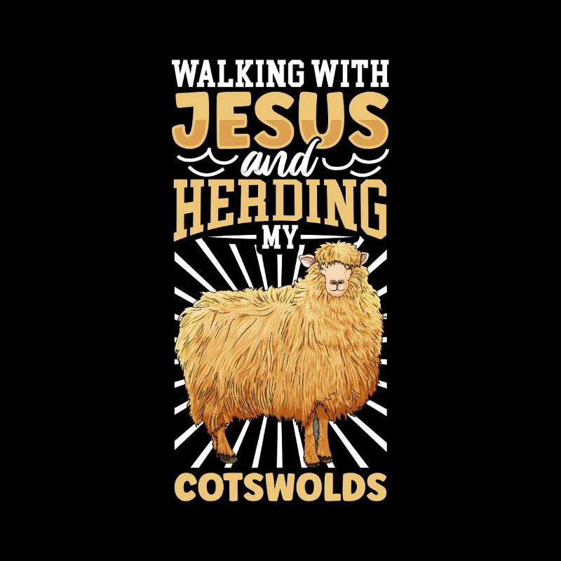 Jesus und Schaf - Cotswold-Schaf