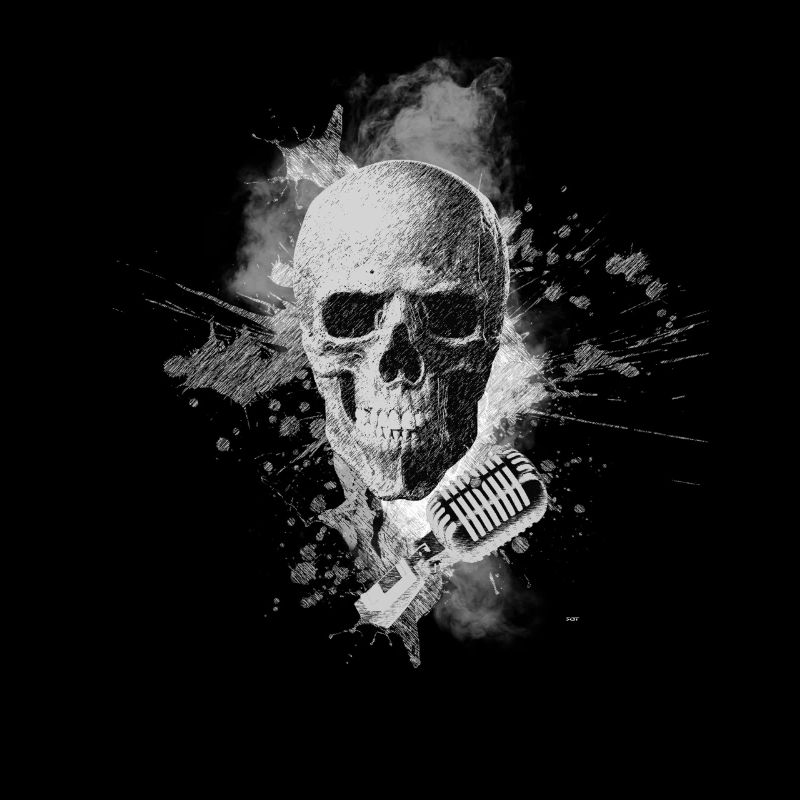 Musician skull microphone singer singer singing