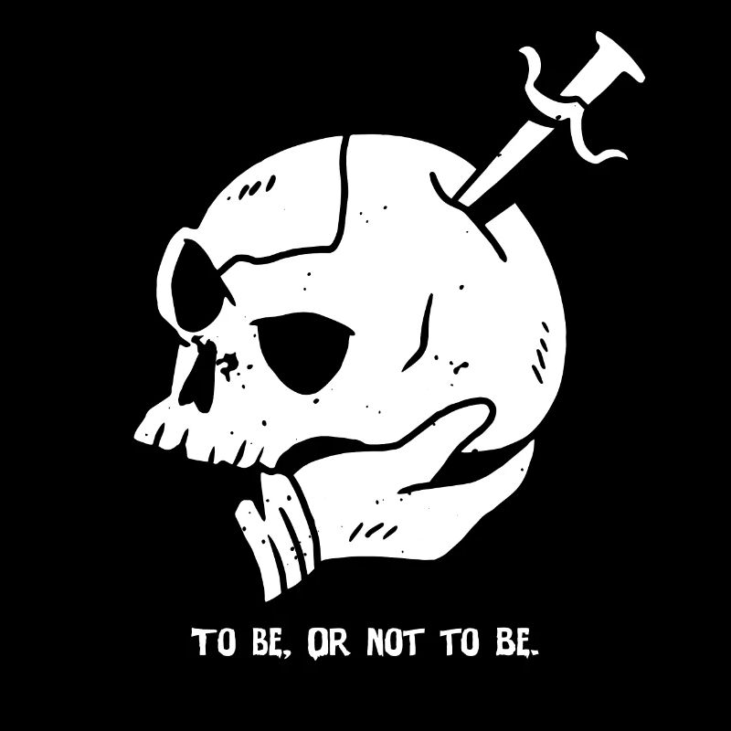 Skull with Dagger and Hamlet Quote