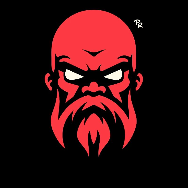 Bald man with beard, strong guy