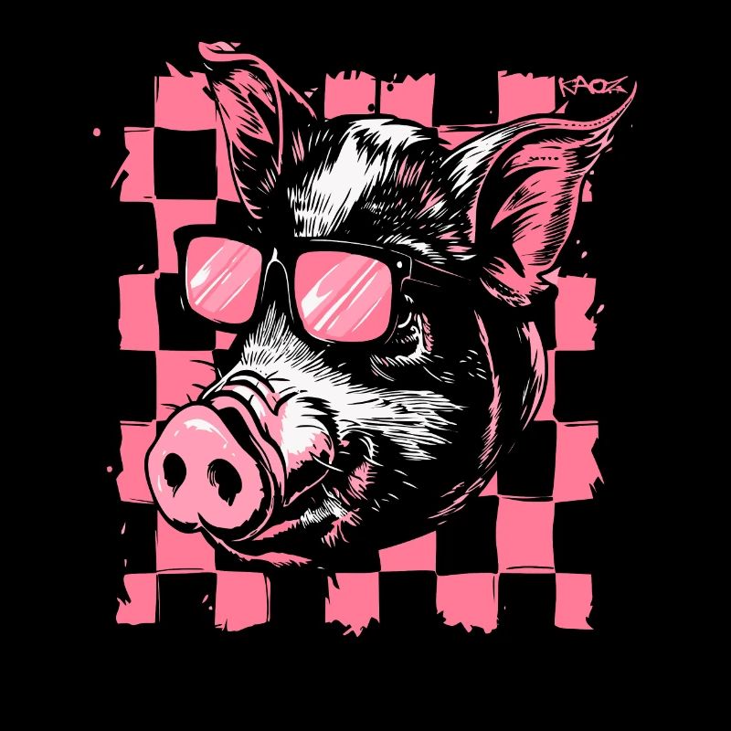 Cochon de drapeau à damier cool