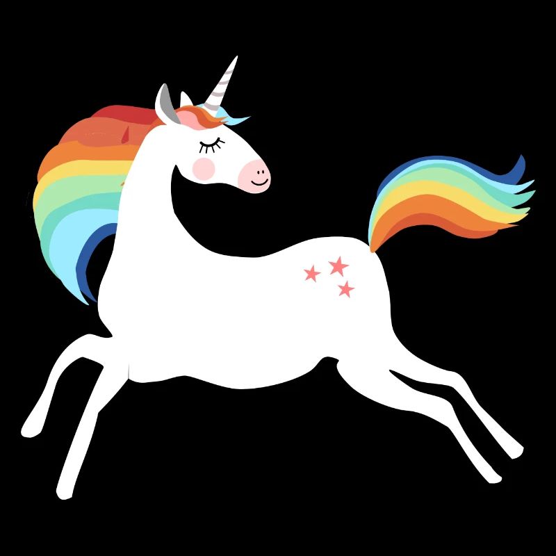 springendes Einhorn Regenbogen Schweif