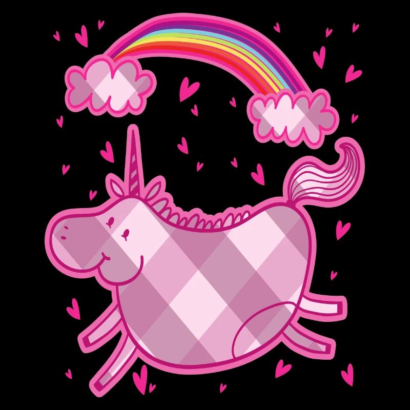 Pummeliges Einhorn Regenbogen Rauten Rosa Geschenk