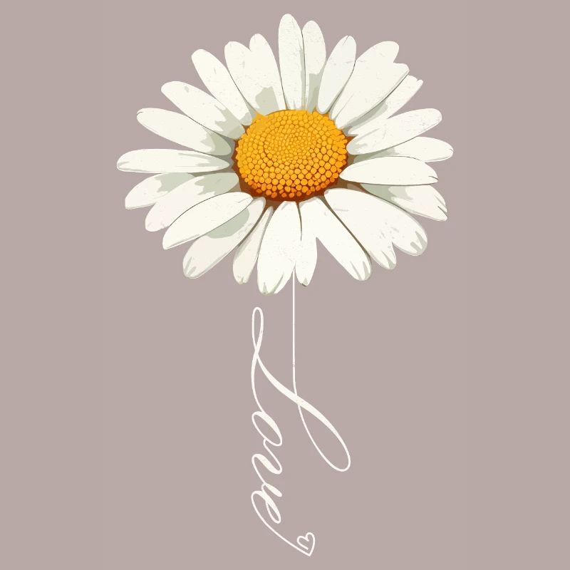 Daisy Flower with Love Script