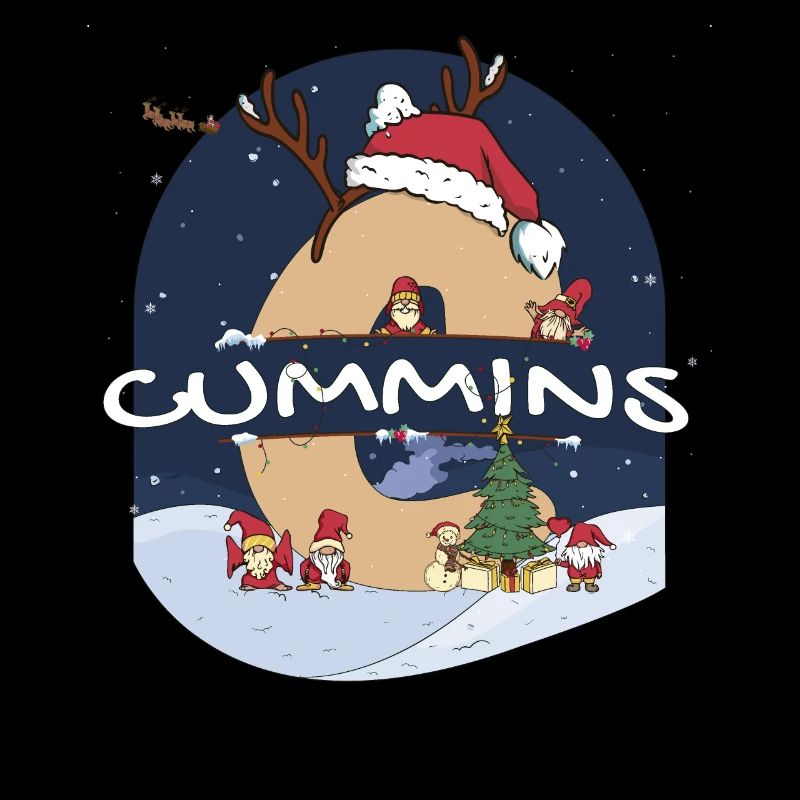 Awesome Cummins Name w Santa Hat dans le thème de Noël